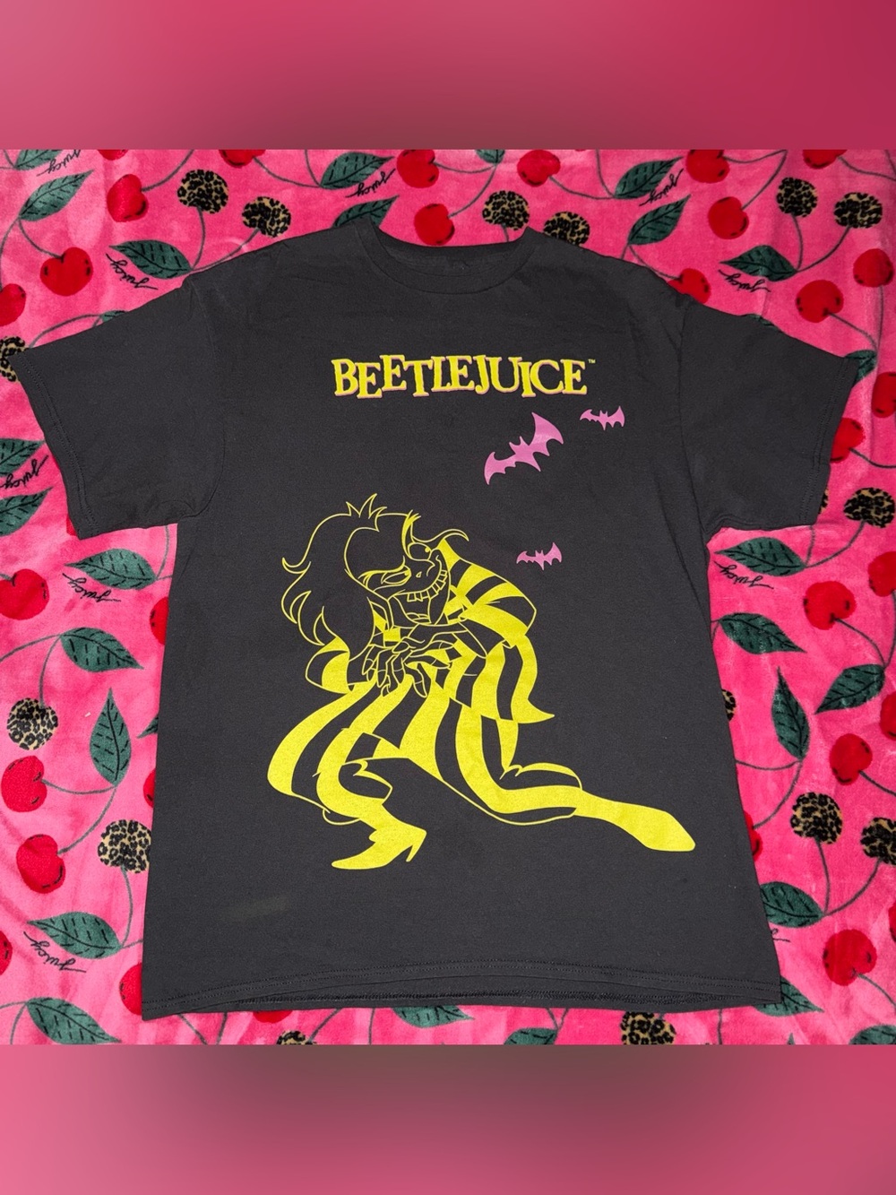 Beetlejuice Lydia & Beetlejuice Graphic T-Shirt Black Size L Preowned